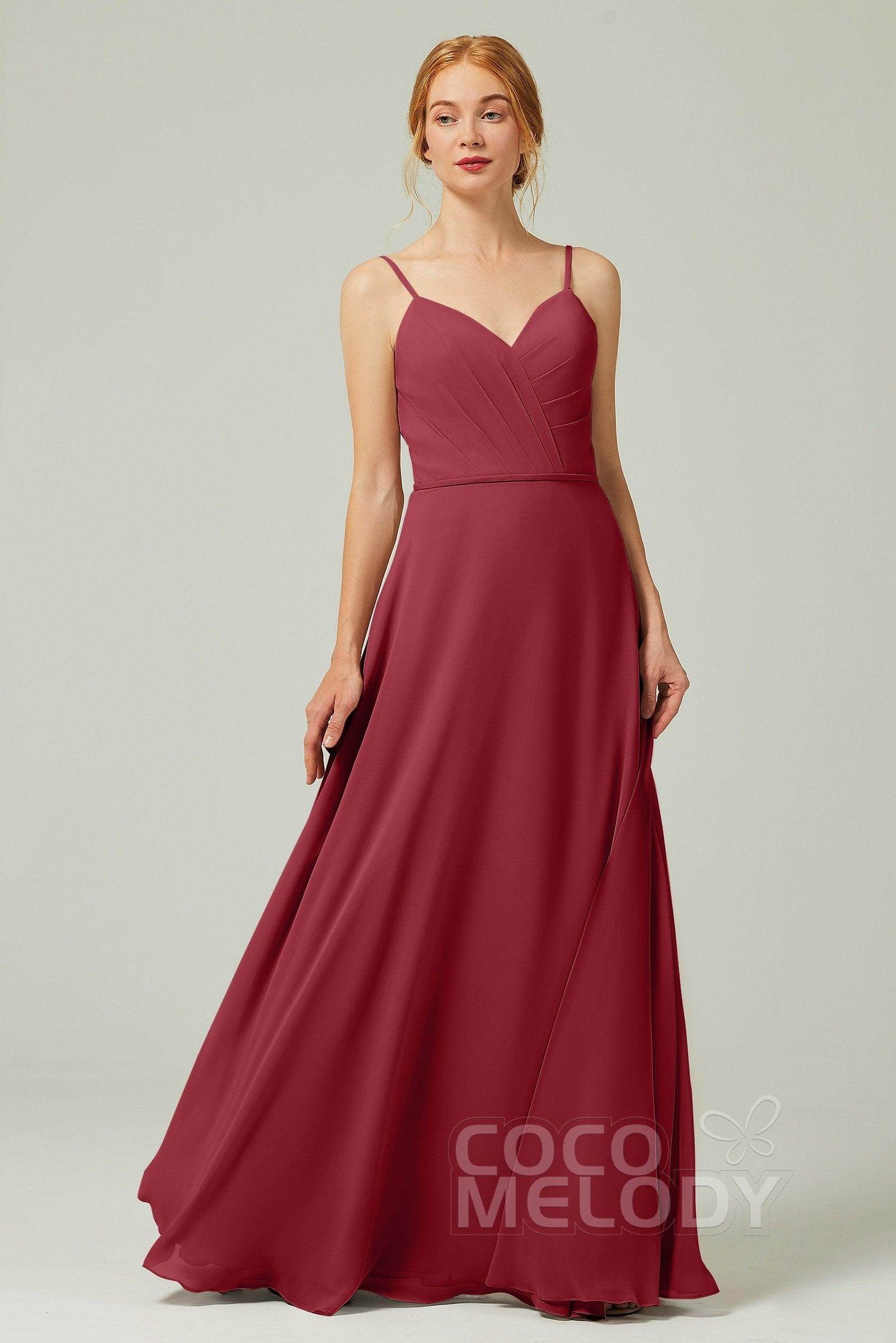 A-Line Floor Length Chiffon Bridesmaid Dress CB0312 - COCOMELODY